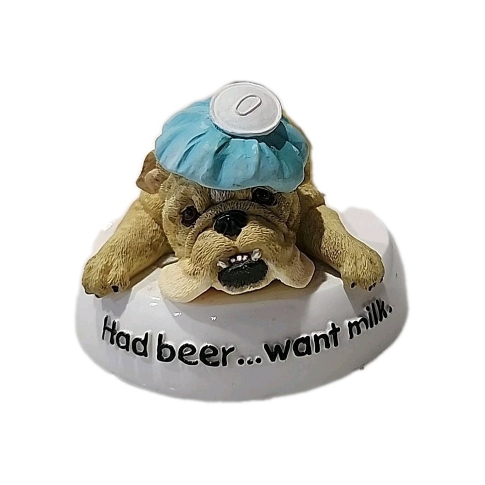 English Bulldog Zelda Hangover anthropomorphic Westland Had Beer Want Milk #4774